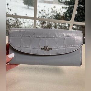 Coach Light Blue Large Embossed Wallet
